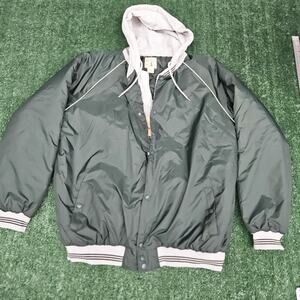 NWT Vintage Red Head Men's Varsity Bomber Jacket with Hoodie Green Y2K Size Med